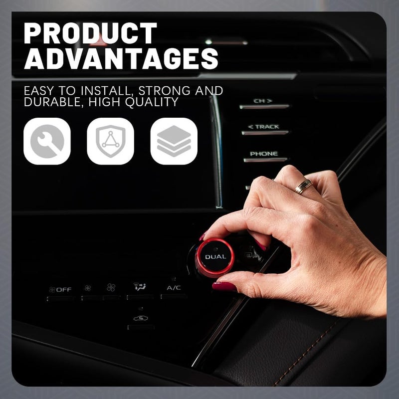 Tecledsn 3PCS Air Conditioner Switch Button Knob Cover, Aluminum Alloy Knob Ring Trim Cover, Climate Control Knob Covers, Auto Accessories Compatible with Dodge Challenger Durango 2015-2022 (Red) - Image 5